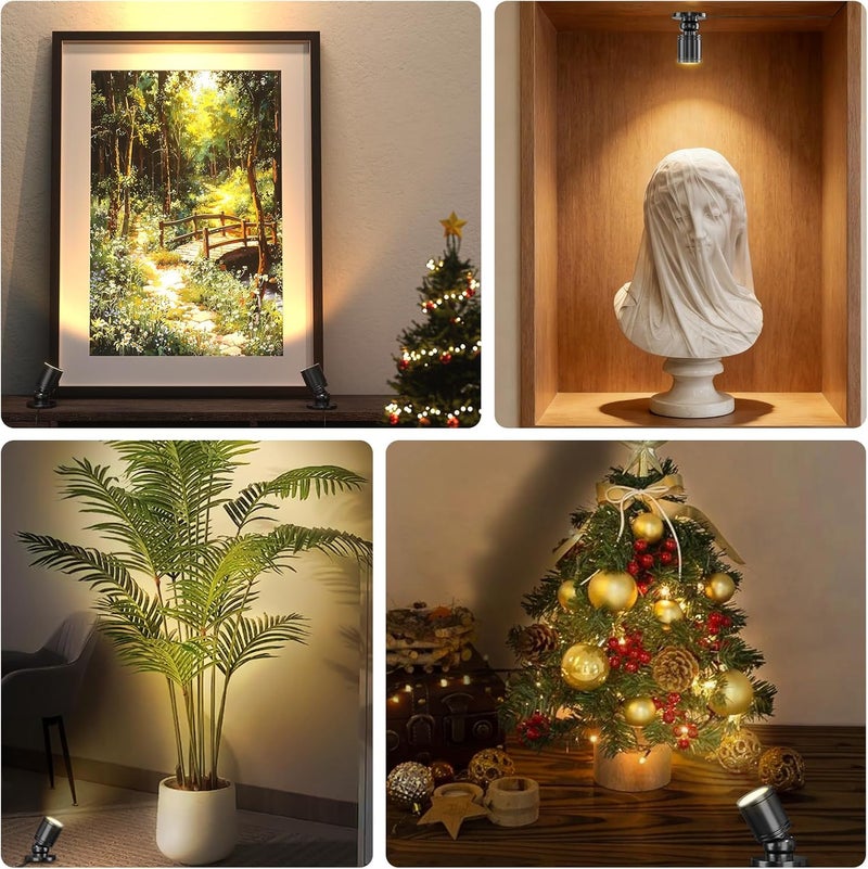 TobeBright Mini LED Spotlight with Remote Control, Dimmable Small Spot Lights Indoor Plug in, Wired Spotlights for Displays Art Model Plant Picture (Warm White-2 Lights in 1 Plug) - Image 2